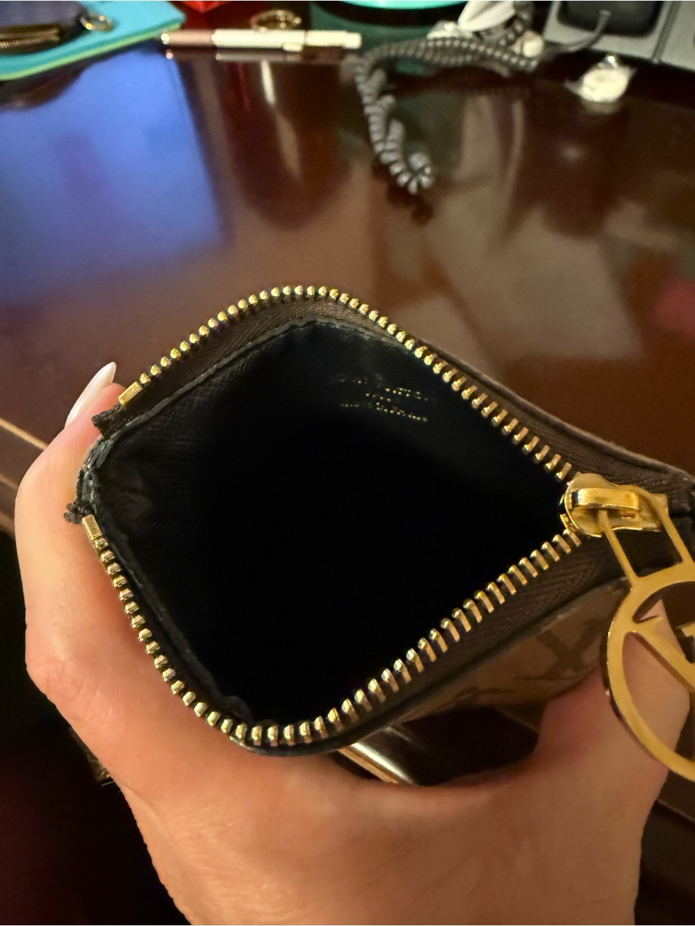 Louis Vuitton Brown Monogram Zipper Pouch with Gold Hardware - Picture 6 of 6